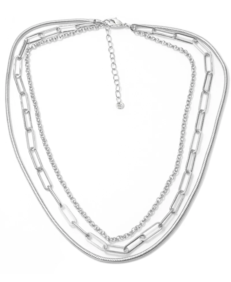 And Now This Triple Row 16" Chain Necklace in Silver Plate or Gold Plate