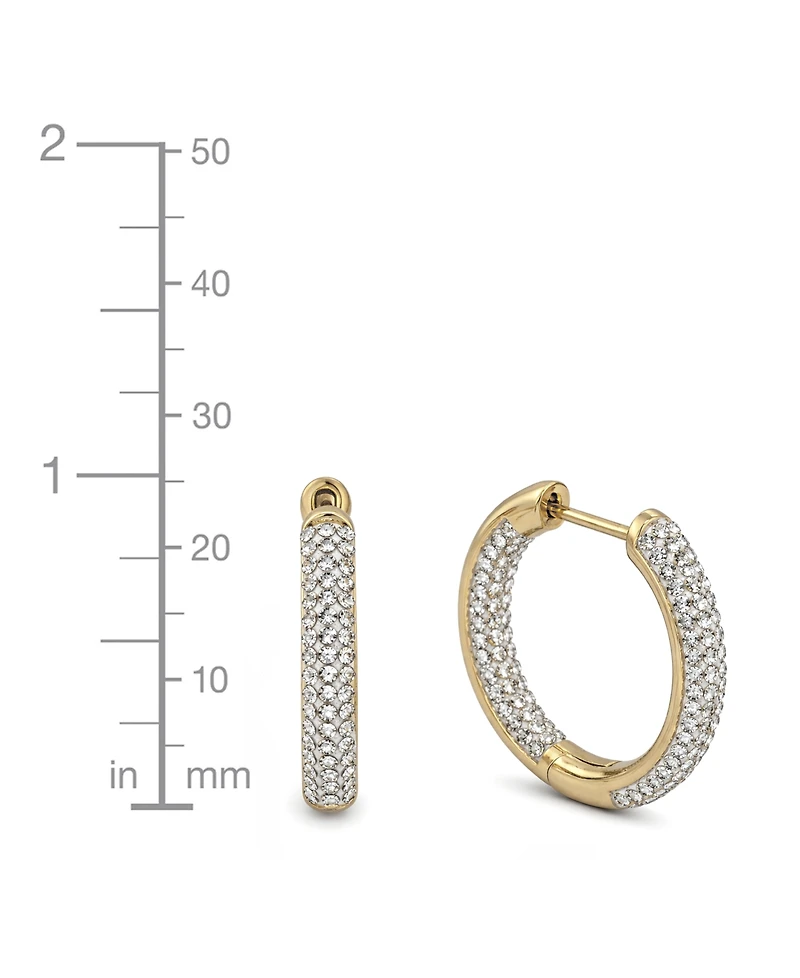 And Now This High Polished Hinged Crystal Pave Hoop Earring, Gold Plate and Silver Plate