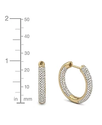 And Now This High Polished Hinged Crystal Pave Hoop Earring, Gold Plate and Silver Plate