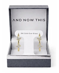 And Now This Hoop Earring with Clear Crystal Butterflies Silver Plate or Gold