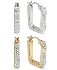And Now This Gold Plated 2-Piece Click Top Hoop Earrings Set