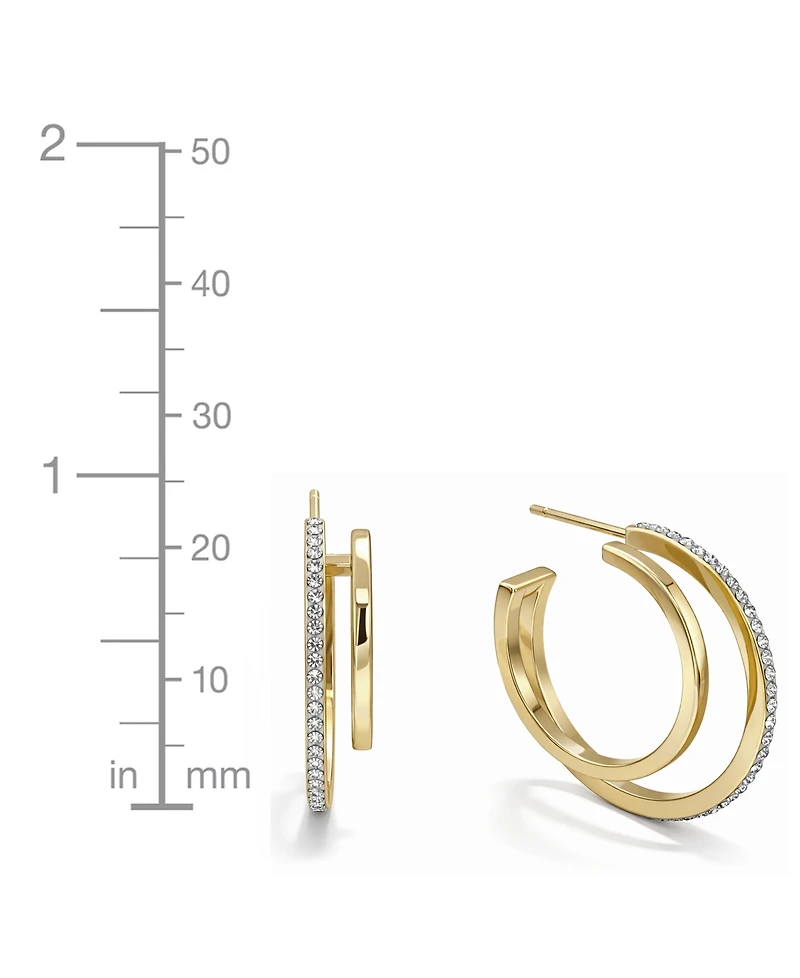 And Now This Crystal Double Row C-Hoop Post Earrings