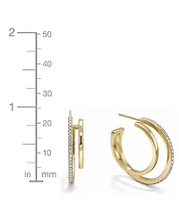 And Now This Crystal Double Row C-Hoop Post Earrings