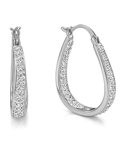 And Now This Crystal & Out Teardrop Hoop Earrings Silver Plate, Gold-Plate or Rose Gold Plate