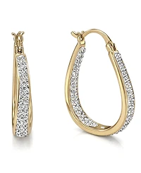 And Now This Crystal & Out Teardrop Hoop Earrings Silver Plate, Gold-Plate or Rose Gold Plate