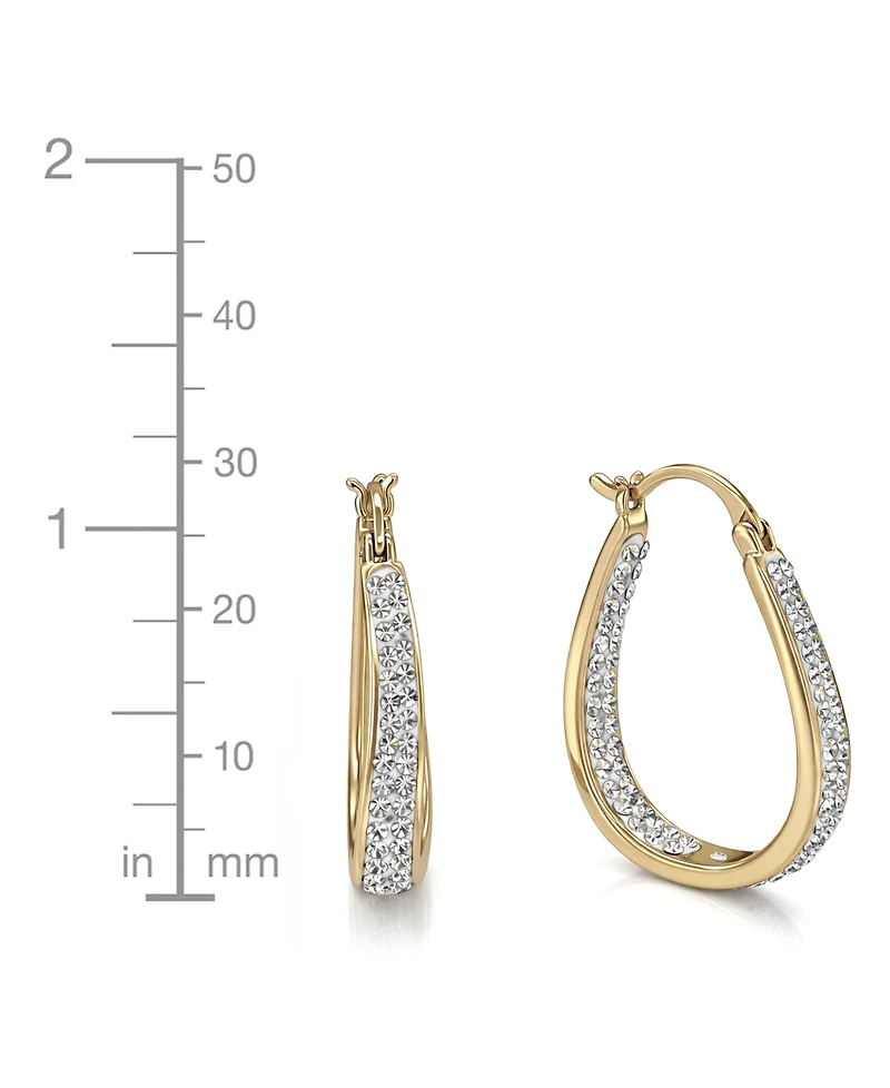 And Now This Crystal & Out Teardrop Hoop Earrings Silver Plate, Gold-Plate or Rose Gold Plate