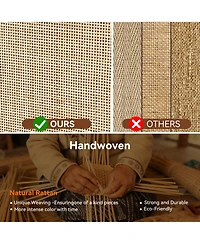 Rainsken Rattan Shoe Cabinet, Narrow Freestanding Storage Organizer with 2 Flip-Top Drawers and Metal Legs for Entryway