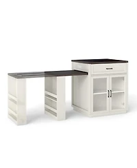 Streamdale Furniture Extendable Kitchen Island with Storage and Power Outlet