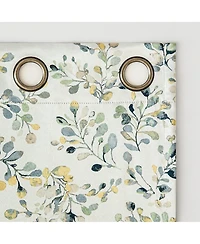 Sun Zero Maureen Painted Botanical Magnetic Closure Blackout Grommet Curtain Panel Pair