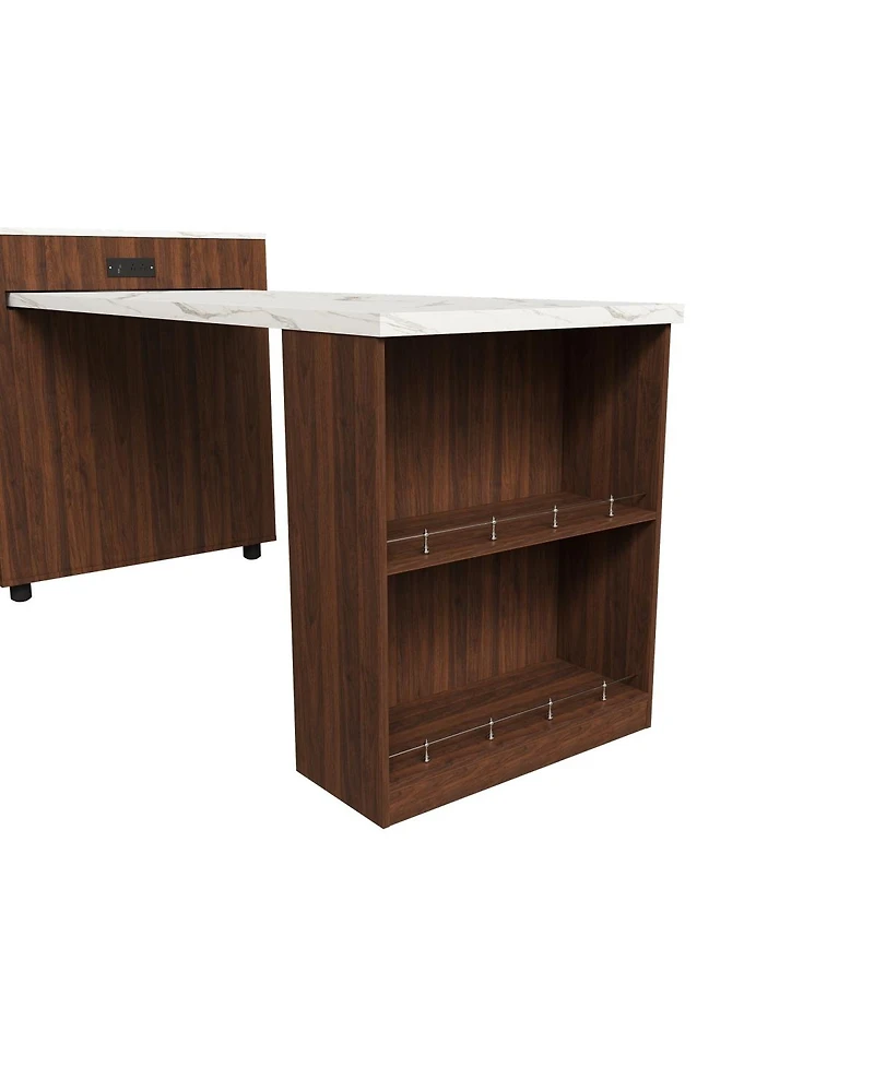 Streamdale Furniture Expandable Kitchen Island Dining Table and Power Outlet