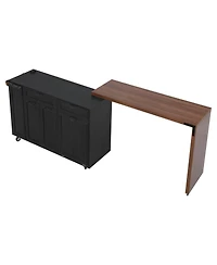Streamdale Furniture Kitchen Island Extendable Table and Trash Storage