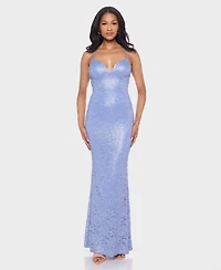 Alex & Sophia Juniors' Spaghetti Straps Sweetheart Neck Ball Gown