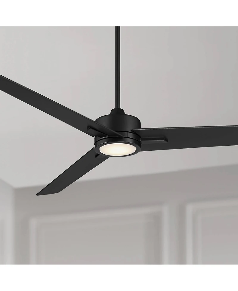 Casa Vieja 60" Monte Largo Matte Black Led Ceiling Fan w/ 18" Rod