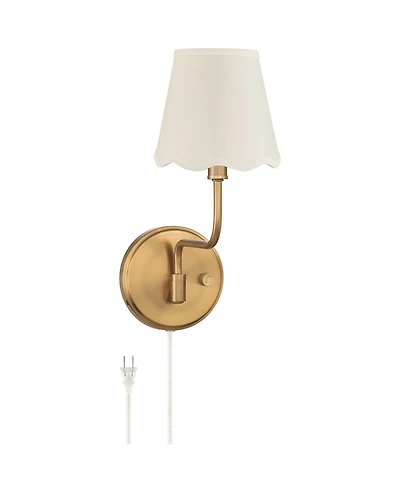 Possini Euro Design Ophelia 9 1/2"H Warm Brass Plug-In Wall Sconce Scallop Shade