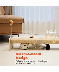Aronkl Horizontal Sisal Cat Scratch Pad Large Scratcher With Spring Protect Furniture For Indoor Kitten