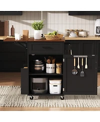 Streamdale Furniture Farmhouse Kitchen Island Drop Leaf, Storage