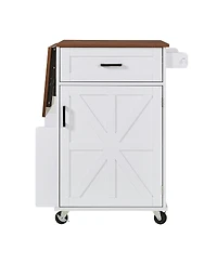Streamdale Furniture Farmhouse Kitchen Island with Drop Leaf, Storage