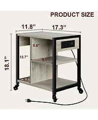 gaomon Mobile Printer Stand with Usb Ports and Outlets, 3-Tier Rolling Printer Table with Storage for Home or Office