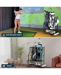 Golf Bag Storage Rack with Wheels