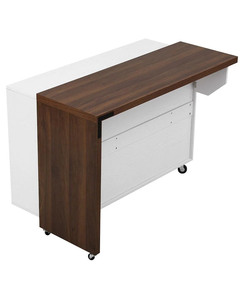 Streamdale Furniture Kitchen Island Extendable Table and Trash Storage
