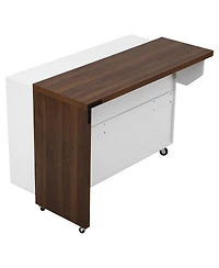 Streamdale Furniture Kitchen Island Extendable Table and Trash Storage