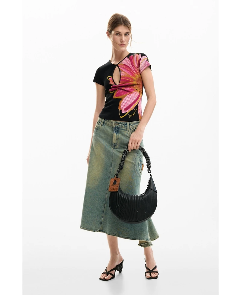 Desigual Women's T-Shirt Opening Flower