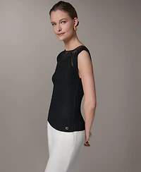 Donna Karan New York Petite Crewneck Sleeveless Sweater Top