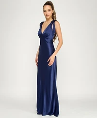 B Darlin Juniors' Sleeveless Satin Maxi Dress