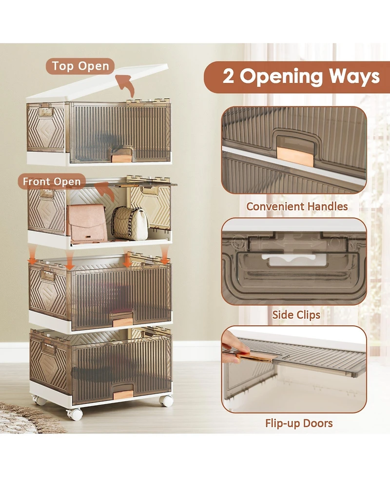 Gouun 4-Cube Stackable Storage Bins with Detachable Wheels