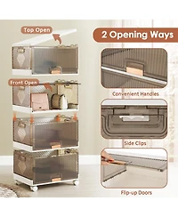 Gouun 4-Cube Stackable Storage Bins with Detachable Wheels