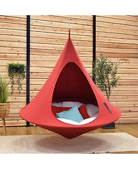 Vivere Double Cacoon Hanging Chair Indoor/Outdoor Polyester Canvas Hammock, Red