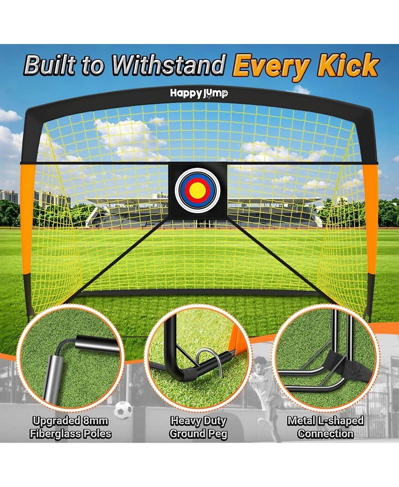 Happy Jump Soccer Goal 7'x5', 6.6 x3.3', 5'x3.6', 4'x3', 3'x2.2' Soccer Net for Kids Backyard
