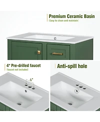 Casainc 30" Bathroom Vanity with Sink Combo, Bathroom Storage Cabinet with Soft-Close Door and 3 Drawers