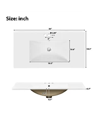 Casainc 36" Bathroom Vanity with Ceramic Sink, Green, Solid Wood Frame, Soft Close Doors, Adjustable Shelves