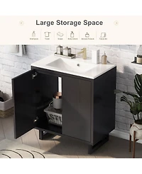 Casainc 30" Bathroom Vanity Set with Sink, Bathroom Storage Cabinet with Solid Wood Frame
