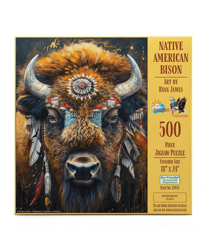 SunsOut Native American Bison 500 piece Jigsaw Puzzle for Adults