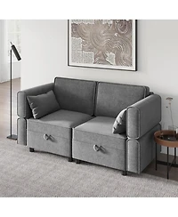 gaomon Modern Loveseat Sofa with Storage, Chenille Fabric Small Love Seat Couches for Compact Living Room, Bedroom, Apartment, Dorm