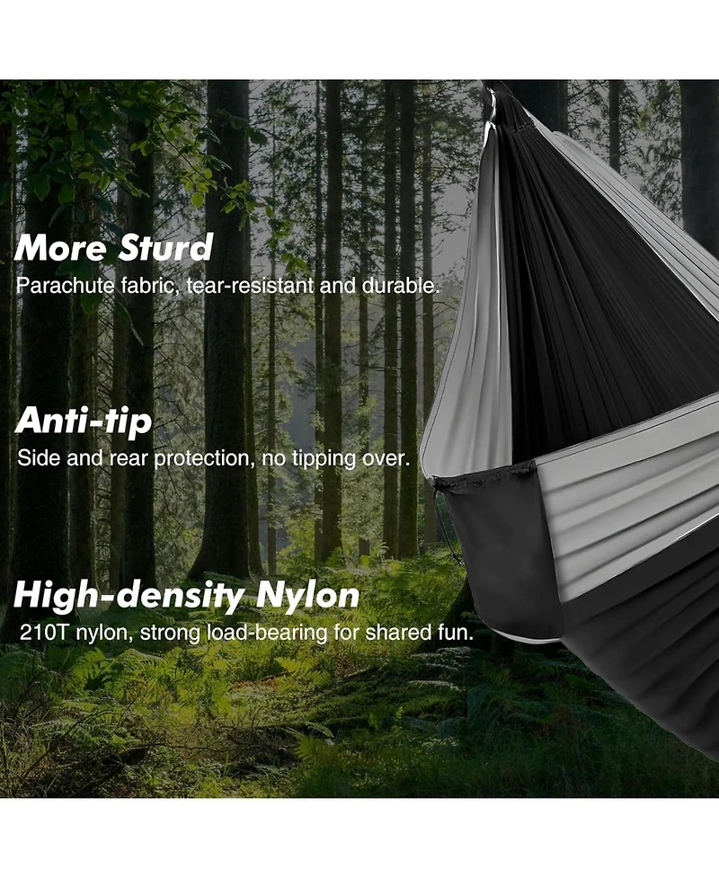 gaomon Durable Camping Hammock - 500lbs Portable Nylon Chair Double with Tree Straps for Travel, Backpacking
