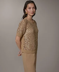 Donna Karan Weekend Women's Needle Stitch Crewneck Sweater
