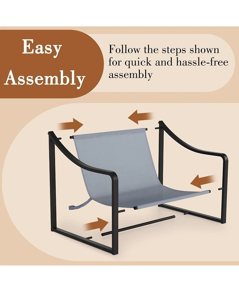 gaomon Sling Accent Chair with Removable Cushion, Modern Lounge for Living Room, Bedroom, Patio, Easy Assembly