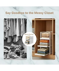 Yigii 3 Pack Stackable Closet Organizers Plastic Drawers Space Saving Bins for Wardrobe Pantry Kitchen Bathroom Office