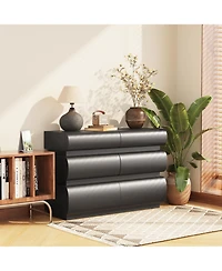 Clihome 6 Drawer Dresser for Bedroom, No Handle, Modern Chest of Drawers with Wide Storage