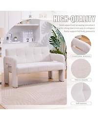 Rainsken 47" Small Loveseat Sofa, Chenille Mini 2 Seater Couch with Deep Seat and Dual Armrests, Compact Upholstered Sofa for Living Room