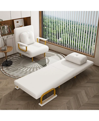 Rainsken Folding Sofa Bed, 3-in-1 Convertible Chair with Pillow and 5-Position Adjustable Backrest, Space-Saving Sleeper for Living Room, Bedroom