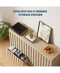 gaomon Fluted Dresser for Bedroom with 8 Drawers, 54" Wide Modern Chest of Drawers with Curved Profile