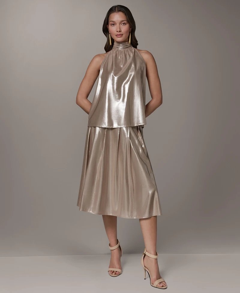 Donna Karan New York Women's Sleeveless Shine High Neck Top