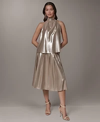 Donna Karan New York Women's Sleeveless Shine High Neck Top