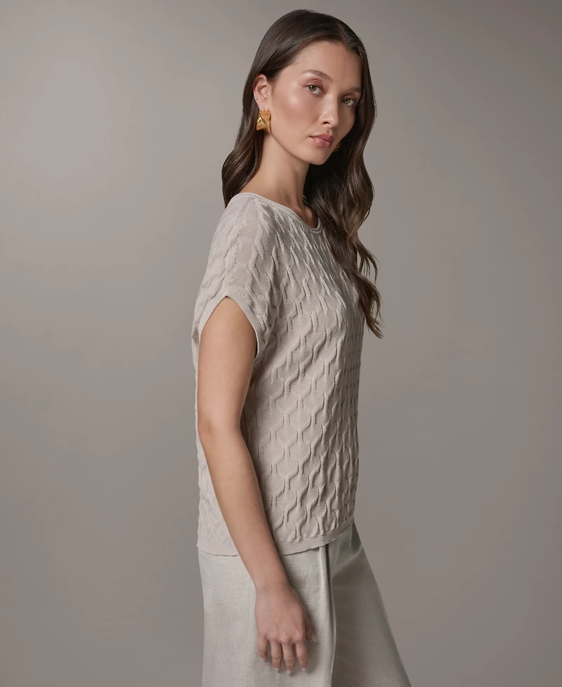 Donna Karan New York Women's Short-Sleeve Scoop Neck Sweater
