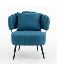 Rainsken Chenille Barrel Accent Chair with Pocket Coil Cushion and Scalloped Back, Stylish Upholstered Seating for Living Room and Reading Nook