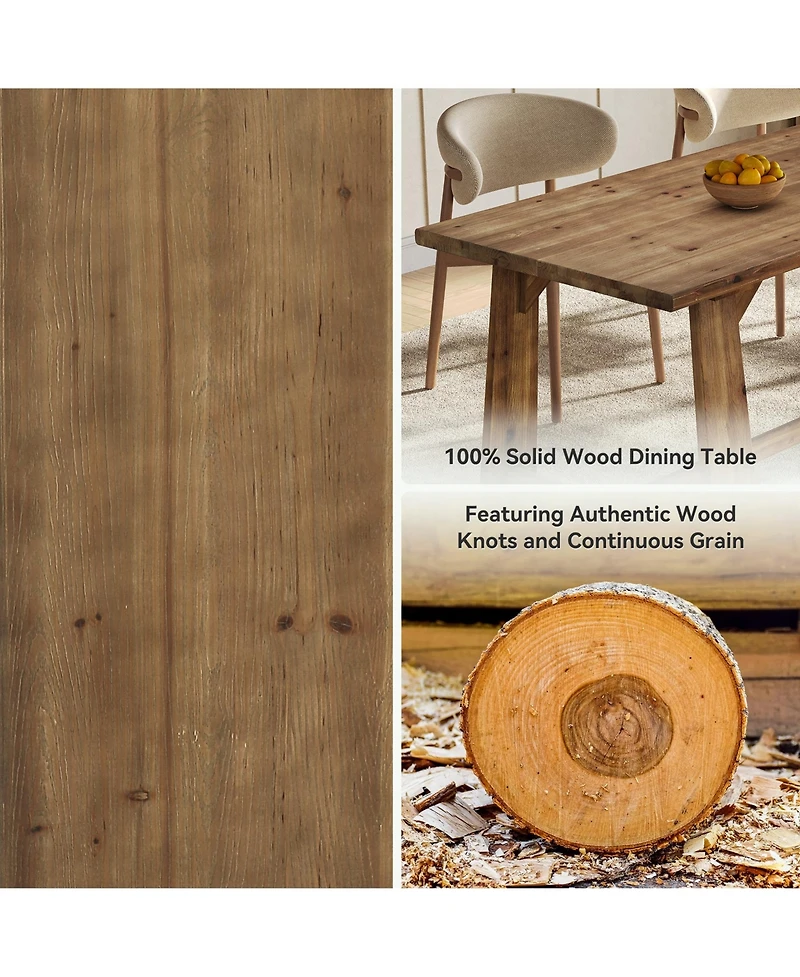 Tribesigns 63-Inch Solid Wood Dining Table for 4-6, Farmhouse Rectangular Kitchen Table with Thick Tabletop and Sturdy Legs